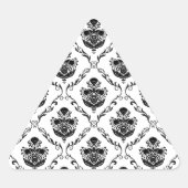 Traditioneller schwarzer Damast Dreieckiger Aufkleber (Vorderseite)