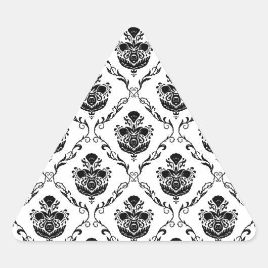 Traditioneller schwarzer Damast Dreieckiger Aufkleber (Vorderseite)