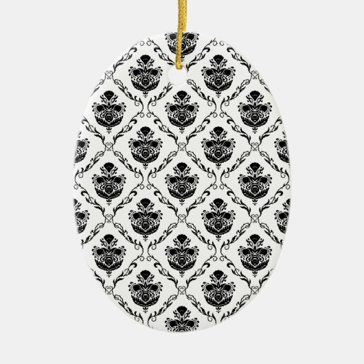 Traditioneller schwarzer Damast Keramik Ornament (Vorne)