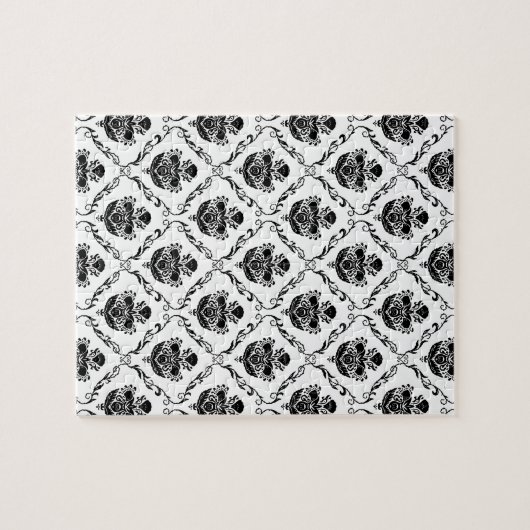 Traditioneller schwarzer Damast Puzzle (Horizontal)