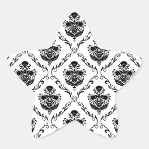 Traditioneller schwarzer Damast Stern-Aufkleber