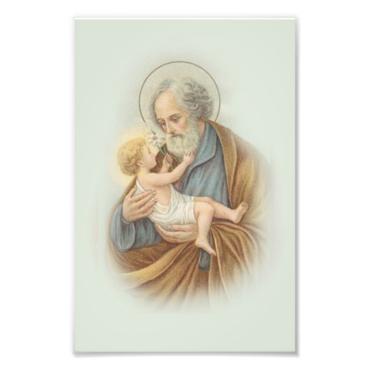 Traditioneller St. Joseph & Kind Jesus Fotodruck (Vorne)