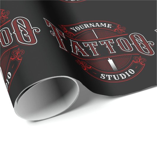 Traditioneller Stil ADD NAME Tattoo Studio Shop Geschenkpapier (Rolleneckpunkt)