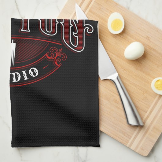 Traditioneller Stil ADD NAME Tattoo Studio Shop Geschirrtuch (Viertel Falte)