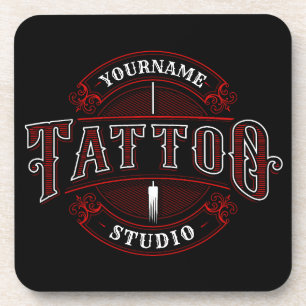Traditioneller Stil ADD NAME Tattoo Studio Shop Getränkeuntersetzer