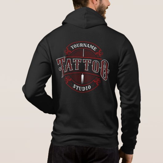 Traditioneller Stil ADD NAME Tattoo Studio Shop Hoodie (Rückseite)