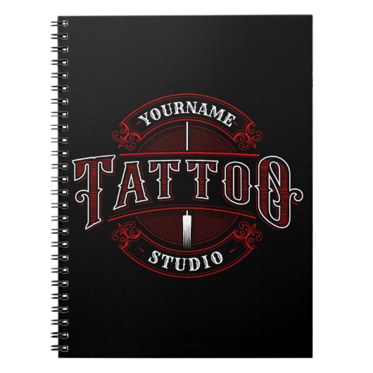 Traditioneller Stil ADD NAME Tattoo Studio Shop Notizblock (Vorderseite)