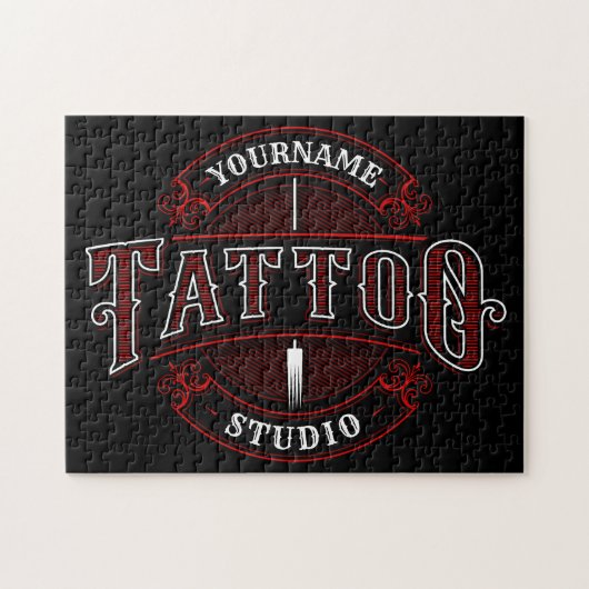 Traditioneller Stil ADD NAME Tattoo Studio Shop Puzzle (Horizontal)