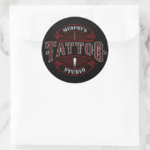Traditioneller Stil ADD NAME Tattoo Studio Shop Runder Aufkleber (Tasche)