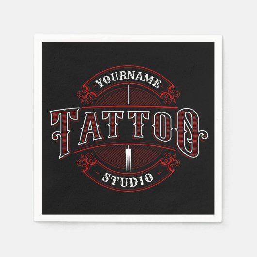 Traditioneller Stil ADD NAME Tattoo Studio Shop Serviette (Vorderseite)