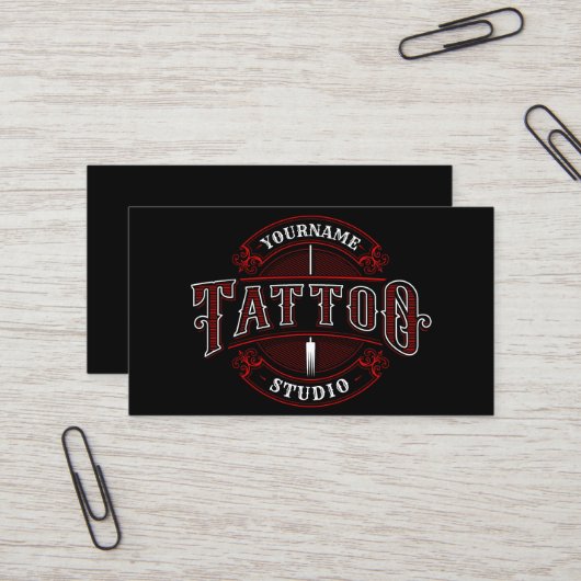Traditioneller Stil ADD NAME Tattoo Studio Shop Visitenkarte (Vorderseite/Rückseite Beispiel)