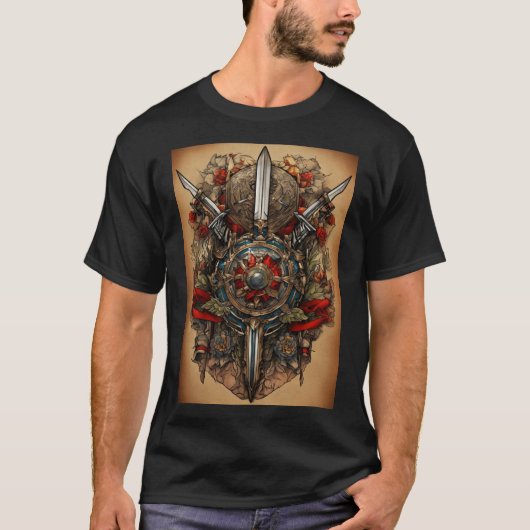 Traditioneller Tattoo-Inspirierter T - Shirt (Vorderseite)