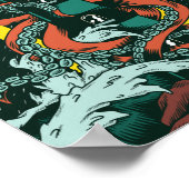 Traditioneller Tattoostil-Kraken und Leuchtturm Poster (Ecke)