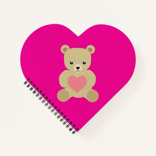 Traditioneller Teddy-Bär mit Herz-Notebook Notizblock (Vorderseite)