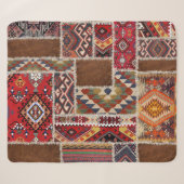 Traditioneller Teppich-Patchwork: Dekorativer Tepp Sherpadecke (Vorderseite (Horizontal))