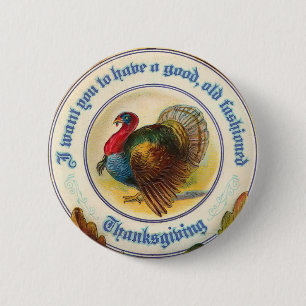 Traditioneller Thanksgiving-Rundbutton Button