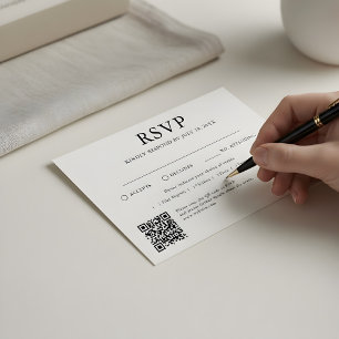 Traditioneller und QR-Code für RSVP-Hochzeitsstift Begleitkarte