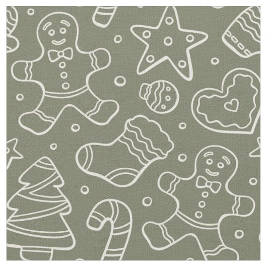 Traditioneller Vintage-Weihnachts-Gingerbread-Mann Stoff (Nahaufnahme)