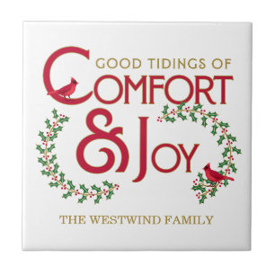 Traditioneller Weihnachts-Trost und Freude Rot Grü Fliese