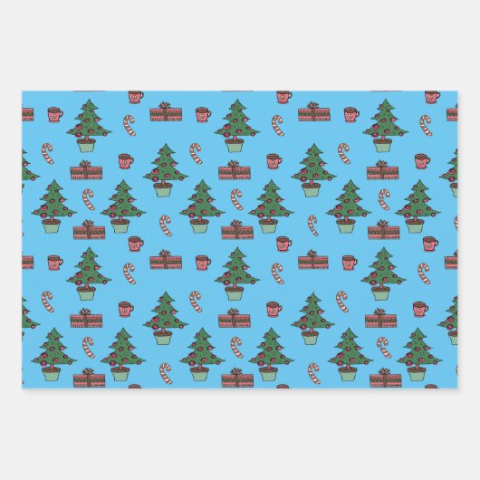 Traditioneller Weihnachtsbaum, Candy Cane Design G Geschenkpapier Set (Vorderseite 3)