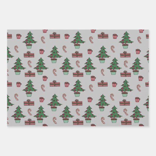 Traditioneller Weihnachtsbaum, Candy Cane Design G Geschenkpapier Set (Vorderseite)