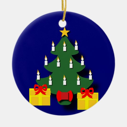 Traditioneller Weihnachtsbaum mit Kerzen Keramik Ornament (Vorne)