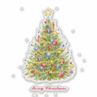 Traditioneller WeihnachtsbaumCustom-Cut Vinyl Stic Aufkleber