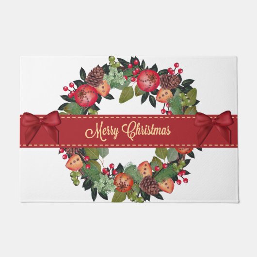 Traditioneller Weihnachtskranz Fußmatte (Vorderseite)