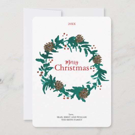 Traditioneller Weihnachtskranz mit Pinecones Card Feiertagskarte (Vorderseite)