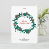 Traditioneller Weihnachtskranz mit Pinecones Card Feiertagskarte (Stehend Vorderseite)