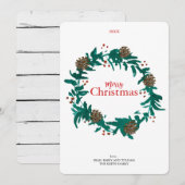 Traditioneller Weihnachtskranz mit Pinecones Card Feiertagskarte (Vorne/Hinten)
