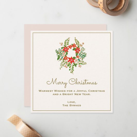 Traditioneller Weihnachtskranz Mitteilungskarte (Vorderseite/Rückseite Beispiel)