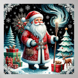 Traditioneller Weihnachtsmann in einer festlichen Poster