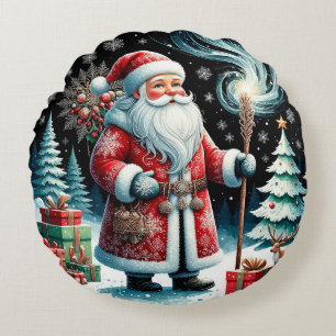 Traditioneller Weihnachtsmann in einer festlichen Rundes Kissen