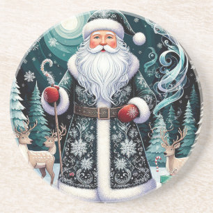 Traditioneller Weihnachtsmann in winterlicher Fest Getränkeuntersetzer