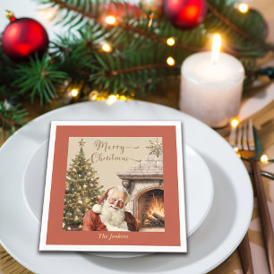 Traditioneller Weihnachtsmann-Individuelle Name Serviette