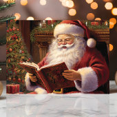 Traditioneller Weihnachtsmann Lesen eines Buches W Feiertagskarte
