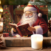 Traditioneller Weihnachtsmann Lesen eines Buches W Feiertagskarte