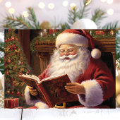 Traditioneller Weihnachtsmann Lesen eines Buches W Feiertagskarte