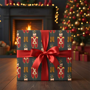 Traditioneller Weihnachtsmann-Nussknacker-Urlaub Geschenkpapier