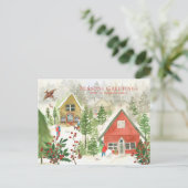 Traditioneller Weihnachtswaldmalereiurlaub Postkarte (Stehend Vorderseite)