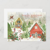 Traditioneller Weihnachtswaldmalereiurlaub Postkarte (Vorne/Hinten)