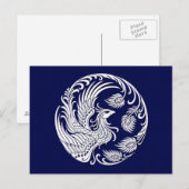 Traditioneller weißer Phönix-Kreis auf blau Postkarte (Vorne/Hinten)