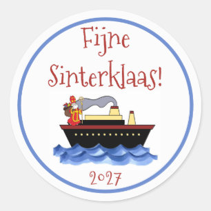 Traditioneller weißer Sinterklaas-Jahressticker Runder Aufkleber