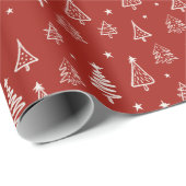 Traditioneller Winter Roter Weihnachtsbaum und Sch Geschenkpapier (Rolleneckpunkt)