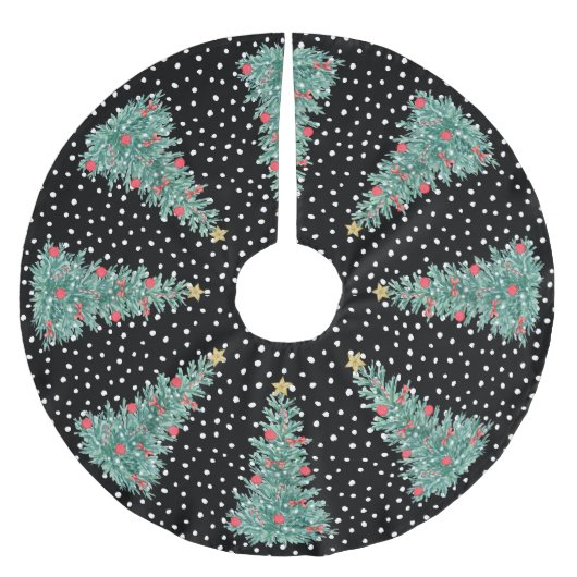 Traditioneller Winterschnee Schwarzer Weihnachtsba Polyester Weihnachtsbaumdecke (Vorderseite)