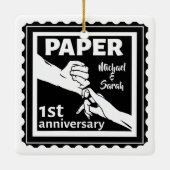 Traditionelles 1. Hochzeitstag Keramikornament (Rückseite)