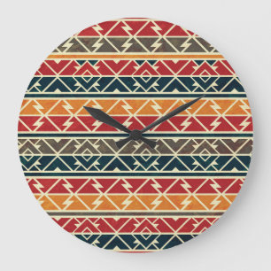 Traditionelles afrikanisches nahtloses Musterdesig Große Wanduhr