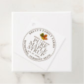 Traditionelles Ahornsirup-Etikett mit farbenfrohen Geschenkanhänger (Beispiel)