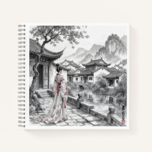 Traditionelles asiatisches Dorfbild - Elegante Kun Notizblock